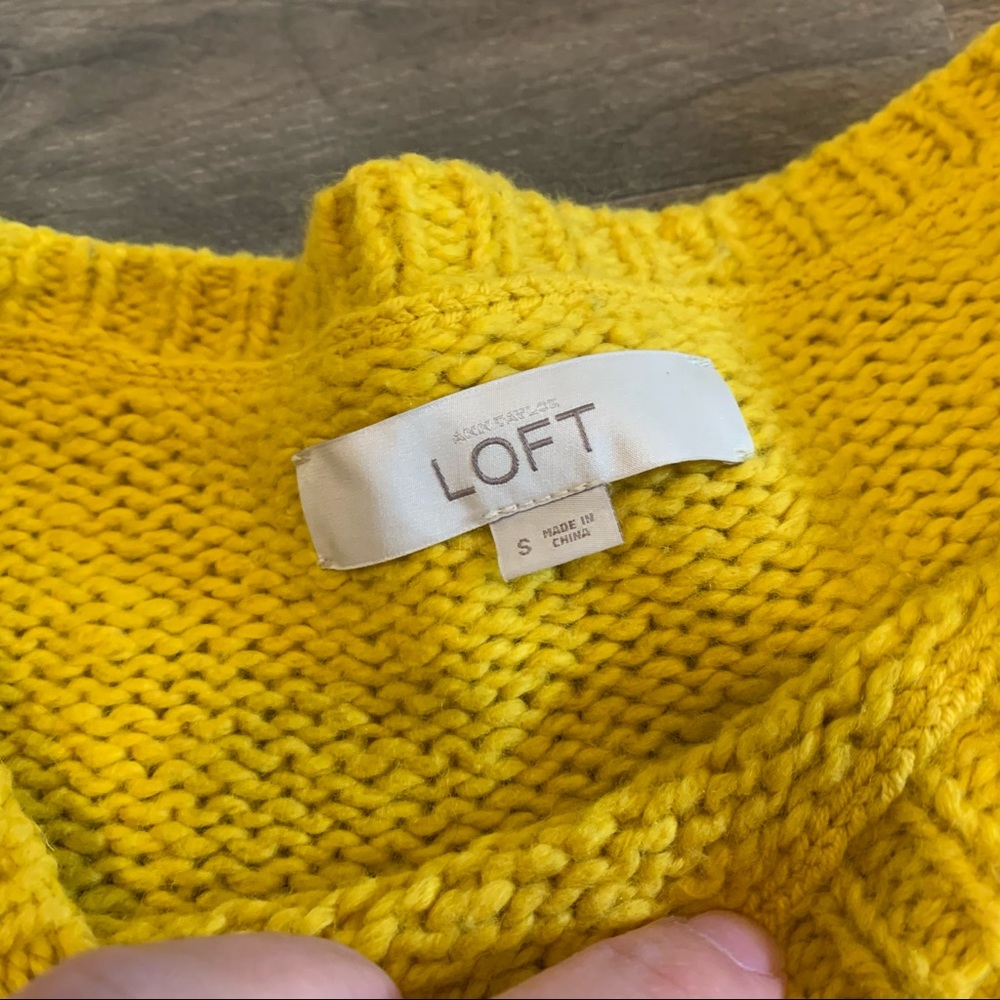 Loft Gray & Yellow Chunky Colorblock Sweater - Picture 5 of 7